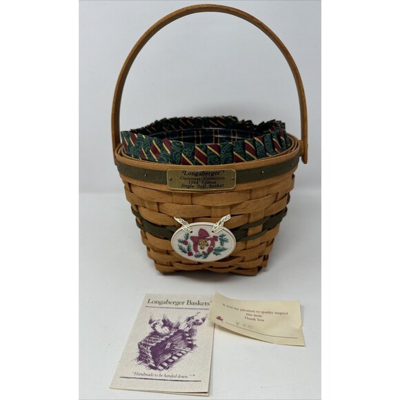 Longaberger Jingle Bell Basket Christmas Collection from 1994 with tie on - Picture 1 of 11